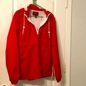 Red windbreaker pullover jacket unisex sz M